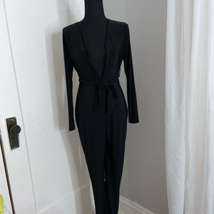 Black V-Cut Jumpsuit